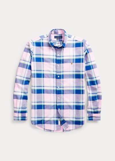 Camisa Oxford Polo Ralph Lauren Hombre Rosas / Azules / Multicolor - Classic Fit Plaid - VJBOL8410